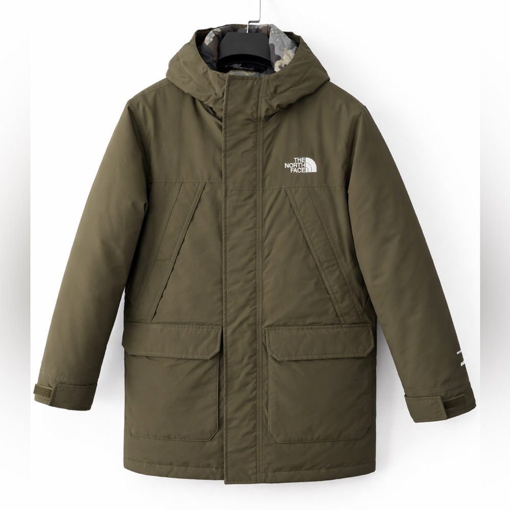 The North Face BOYS Olive Green Hooded Jacket Winter Outdoor Coat XLITG 14/16